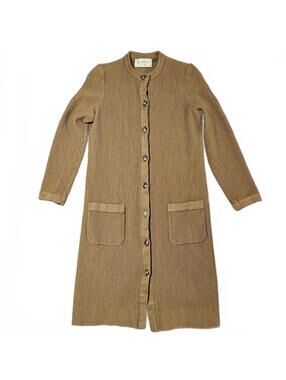 Vintage 1960s Kimberly Virgin Wool Duster Cardigan Sweater Size 12 USA Brown